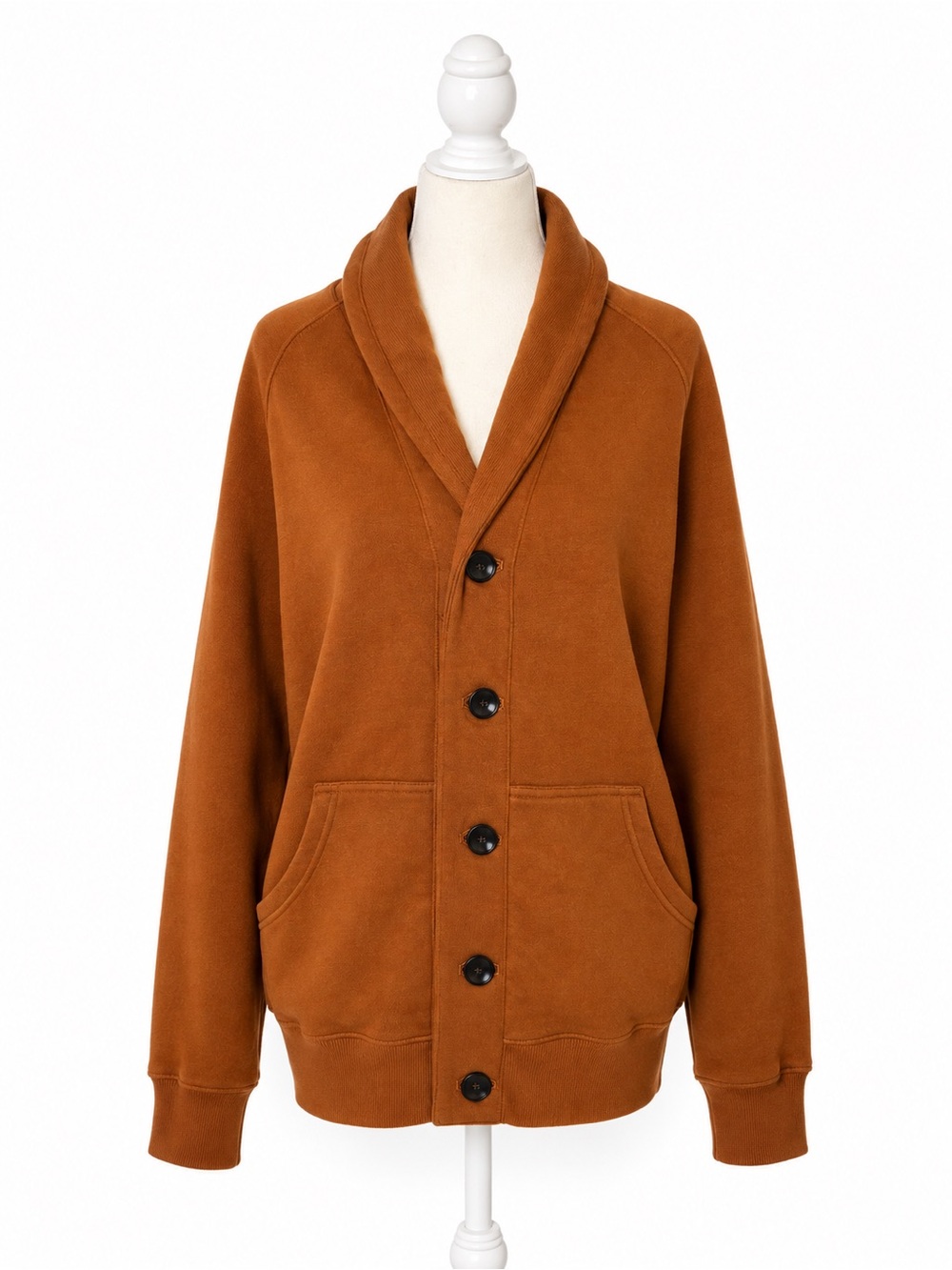 UpWest Women’s Shawl Collar Cardigan Sweater Rust Brown Button Front Small NWT